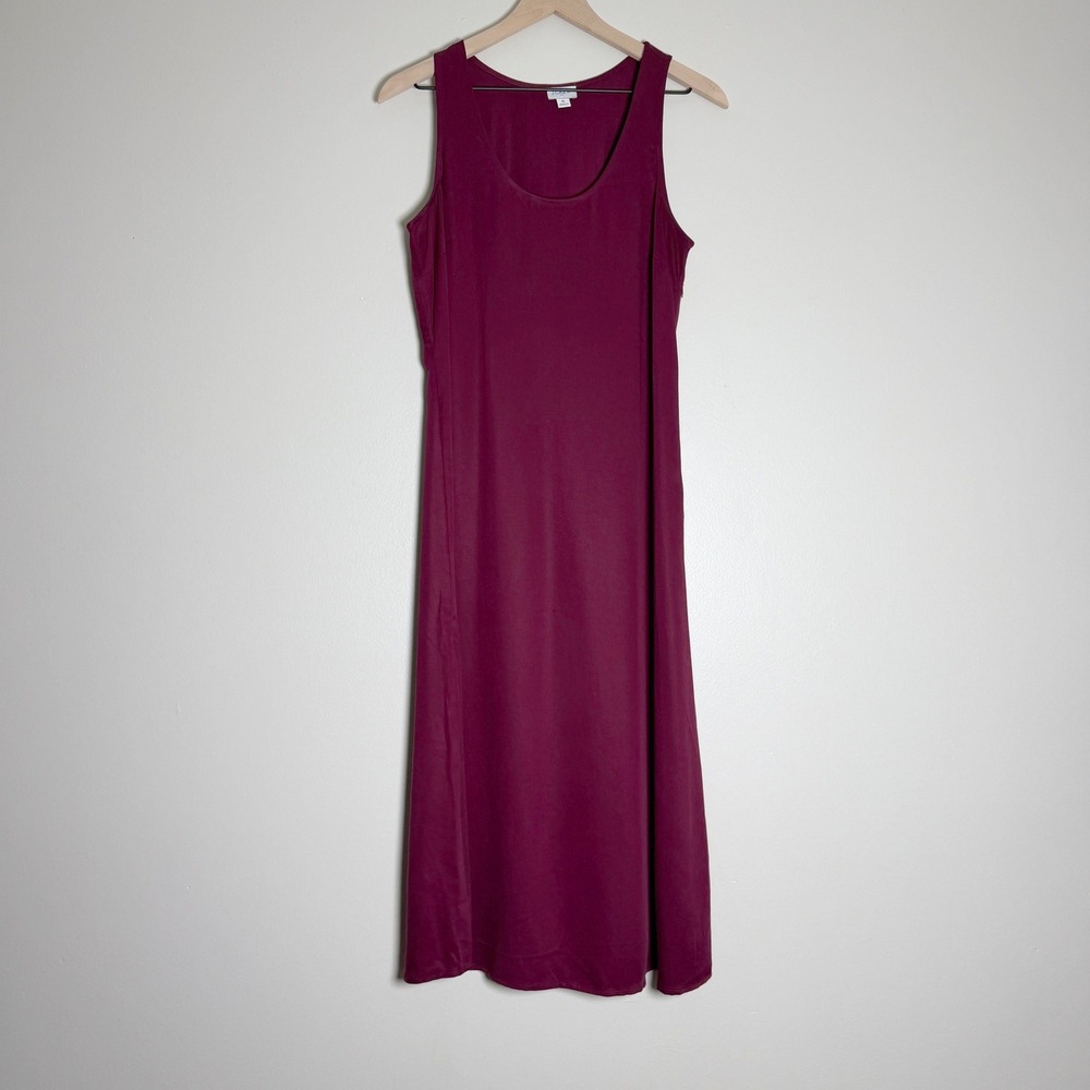 J.Crew Womens Midi Dress 6 Maroon Sleeveless Scoop Neck Minimalist Quiet Luxury
